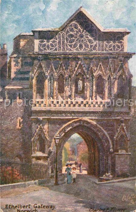 Norwich UK Ethelbert Gateway Painting Charles F. F