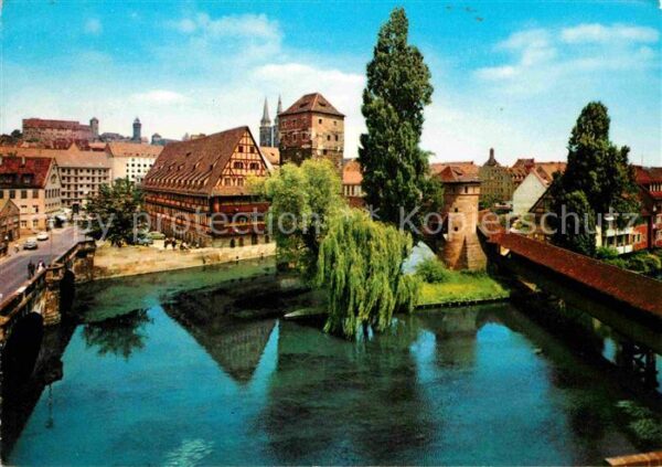 Nuernberg Blick auf die Burg Weinstadl Henkersteg