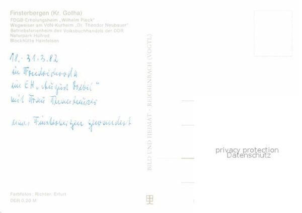 Finsterbergen FDGB Erholungsheim Wilhelm Pieck Wegwei – Bild 2
