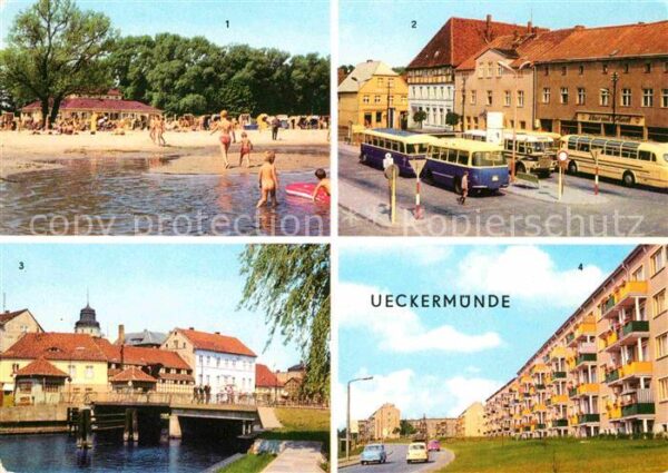 Ueckermuende Mecklenburg Vorpommern Haffbad Strand Karl Marx Platz Hafen Ne