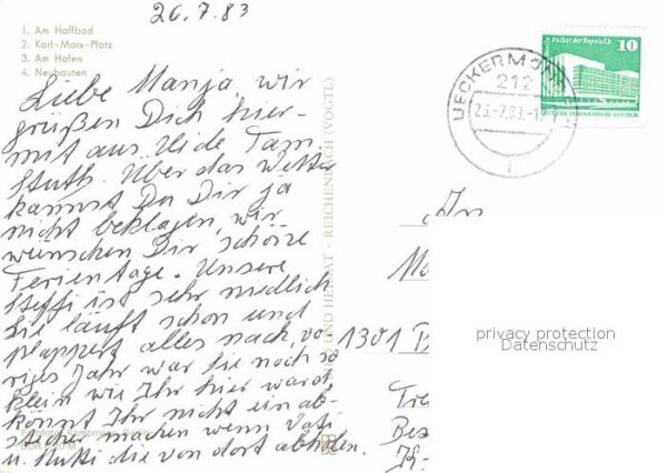 Ueckermuende Mecklenburg Vorpommern Haffbad Strand Karl Marx Platz Hafen Ne – Bild 2