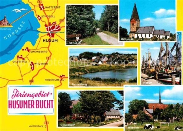 Husum Nordfriesland Feriengebiet Husumer Bucht Landkarte Or