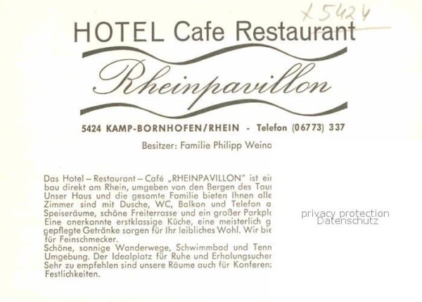 Bornhofen Kamp Hotel Cafe Restaurant Rheinpavillon am – Bild 2