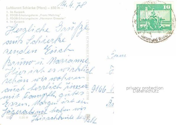 Schierke Harz Kurpark FDGB Erholungsheime Franz Mehri – Bild 2