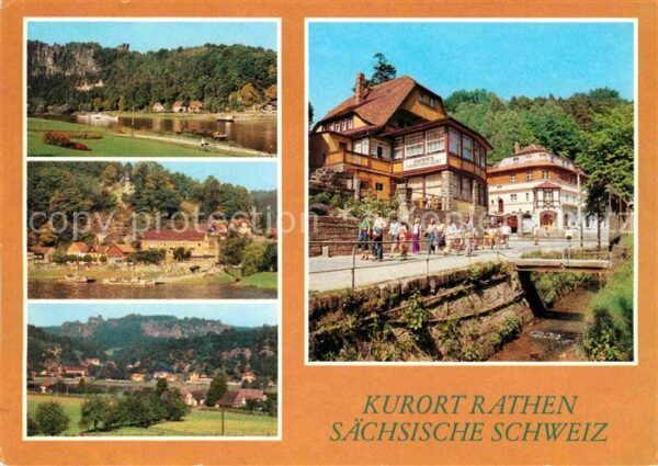 Rathen Saechsische Schweiz Dampferanlegestelle Elbe HO Gaststätte
