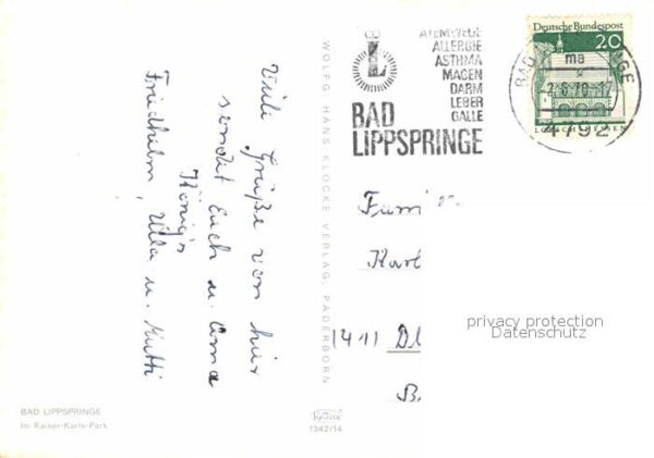 Bad Lippspringe Kurhaus Kursanatorium Kaiser Karls Park – Bild 2