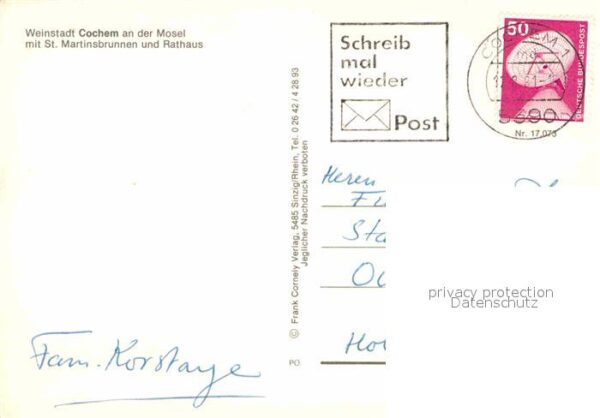 Cochem Mosel Weinstadt mit St. Martinsbrunnen und Ra – Bild 2