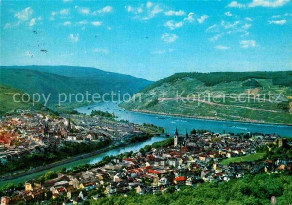Bingen Rhein Fliegeraufnahme mit Nahemündung