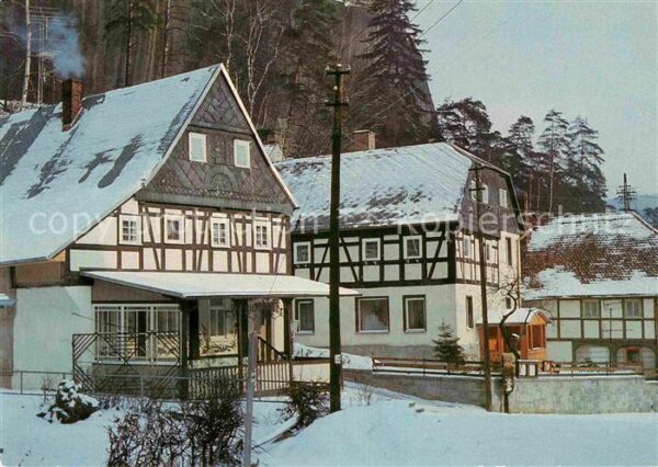 Oybin Fachwerkhäuser im Schnee