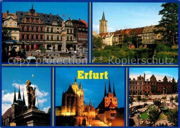 Erfurt Fischmarkt Krämerbrücke Minervabrunnen
