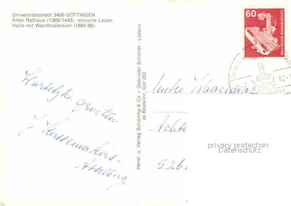 Goettingen Niedersachsen Rathaus Laube Halle mit Wandmalerei Uni – Bild 2