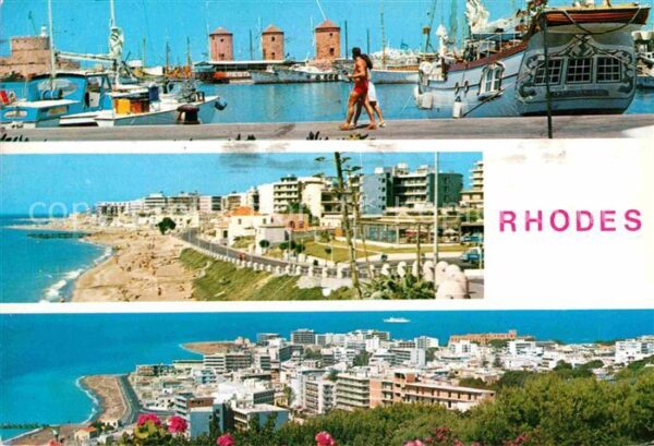 Rhodes Rhodos Greece Hafen Boot Strand
