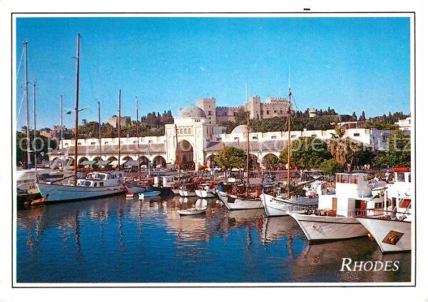 Rhodes Rhodos Greece Hafenpartie Schloss