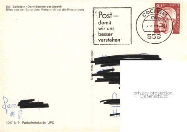 Beilstein Mosel Blick von der Burgruine Metternich Klos – Bild 2