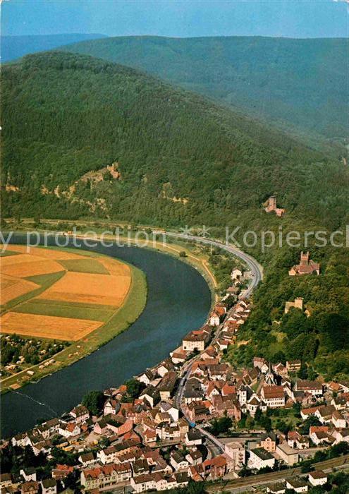 Neckarsteinach Fliegeraufnahme Neckarpartie Vierburgen