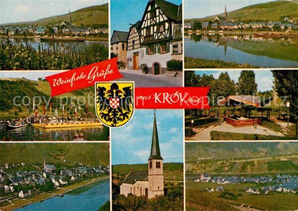 Kroev Mosel Partien an der Mosel Kirche Fachwerkhau