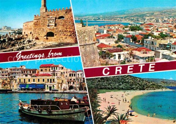 Kreta Crete Ruine Panorama Hafenpartie Strand