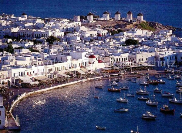 Mykonos Kykladeninsel Aegaeis Fliegeraufnahme