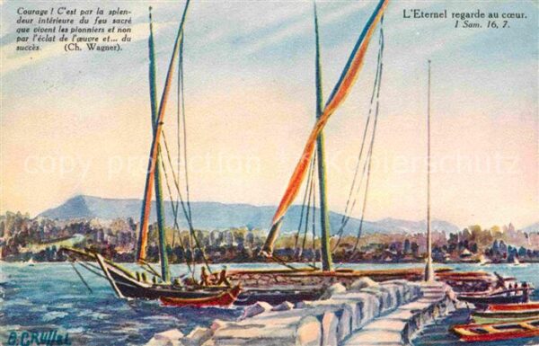 Boote Geneve Dans la Rade Künstlerkarte B. Gr