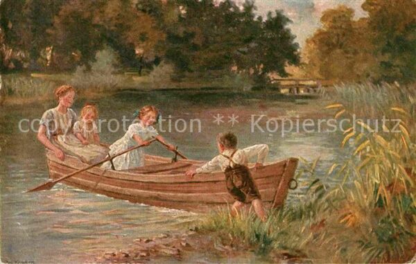 Verlag Muenchner Kunst Nr. 229 Rob. Völcker Fröhliche Kahnfahrt