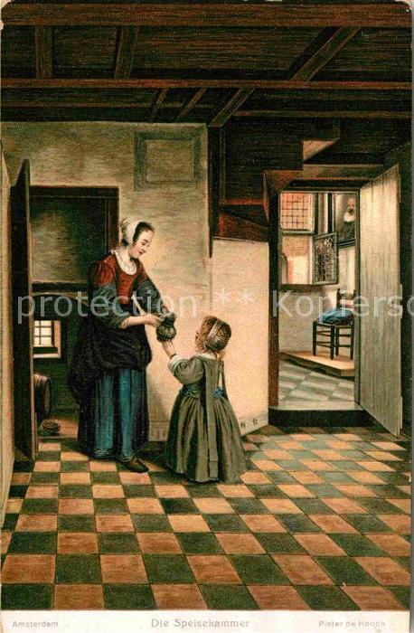 Kuenstlerkarte Pieter de Hooch Die Speisekammer