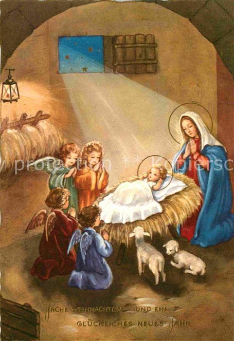 Weihnachten Neujahr Christkind Maria Engel Lamm