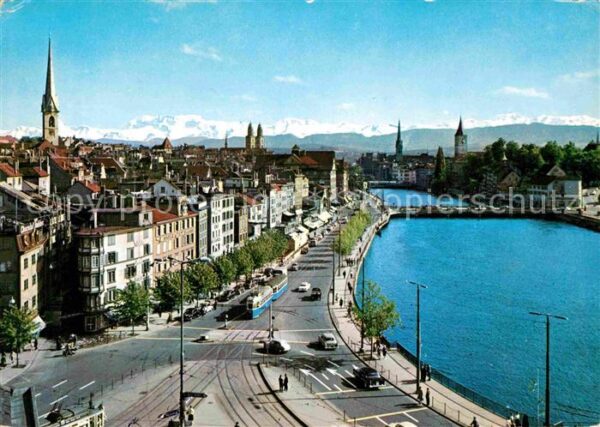 Strassenbahn Zürich Limmatquai Alpen