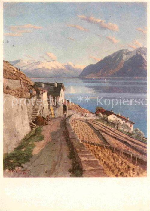 Kuenstlerkarte Alfred Chavannes Vue de Lavaux