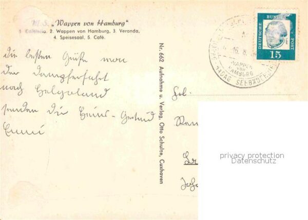 Schiffe Ships Navires MS Wappen vON Hamburg Veranda Speisesaa – Bild 2