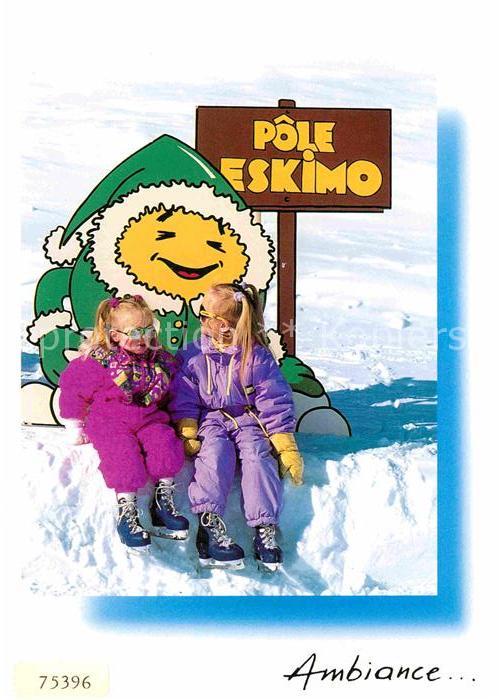 Schlittschuhlaufen Eislaufen Kinder Pole Eskimo
