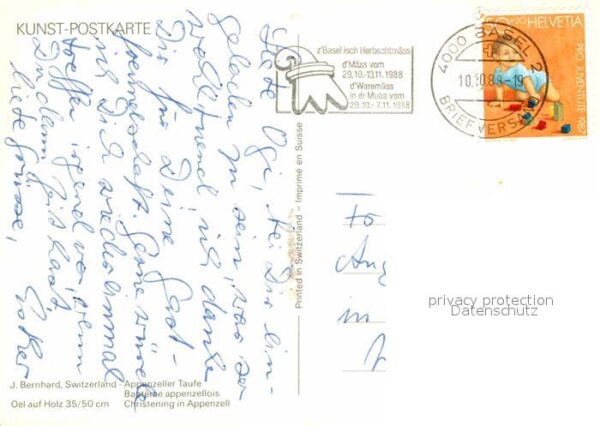 Kuenstlerkarte J. Bernhard Appenzeller Taufe – Bild 2