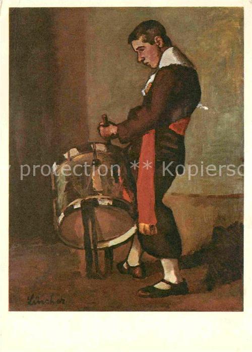 Kuenstlerkarte J. J. Lüscher Ein Trommler