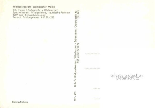 Bad Schwalbach Waldrestaurant Wambacher Mühle – Bild 2