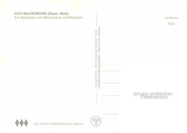 Waldkirchen Niederbayern Stadtplatz Mariensäule Maibaum – Bild 2