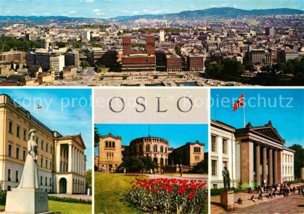 Oslo Norwegen Rathaus Königlicher Palast Parlament Un