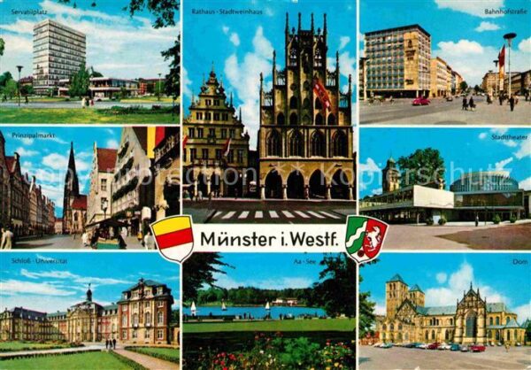 Muenster Westfalen Rathaus Stadtweinhaus Aa See Schloss Pr