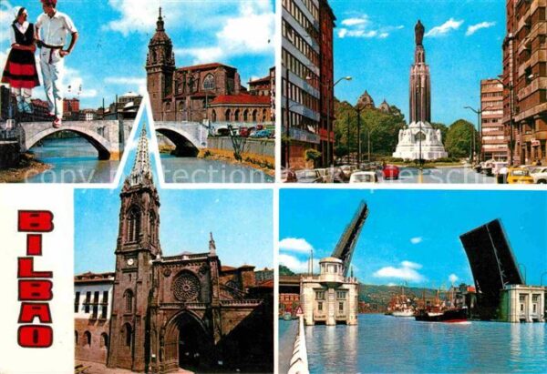 Bilbao Espana Hafen Denkmal Kathedrale