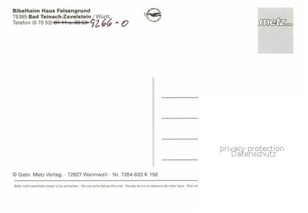 Zavelstein Bibelheim Haus Felsengrund Fliegeraufna – Bild 2