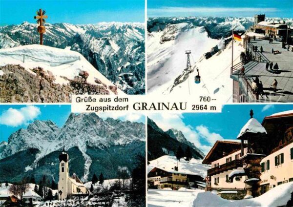 Grainau Dorfpartien Kirche Brunnen Zugspitze Gi