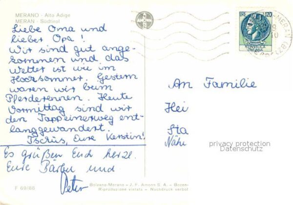 Meran Merano Tappeinerweg Palmen Kirche Texelgruppe – Bild 2
