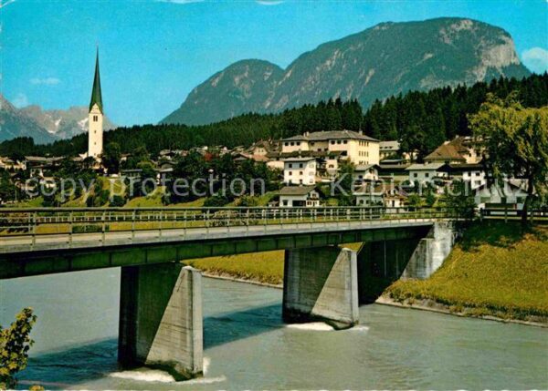 Kirchbichl Tirol Inn Brücke gegen Kaisergebirge und Pölv