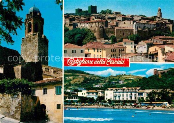Castiglione della Pescaia Teilansichten Kirche Strand Ansicht vom
