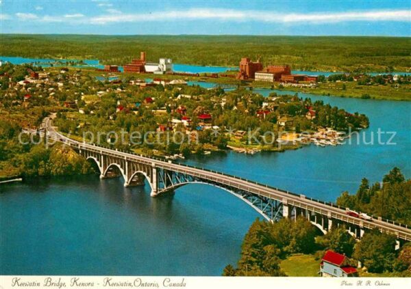 Kenora Keewatin Bridge ariel view