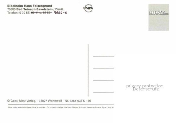Zavelstein Bibelheim Haus Felsengrund Fliegeraufna – Bild 2
