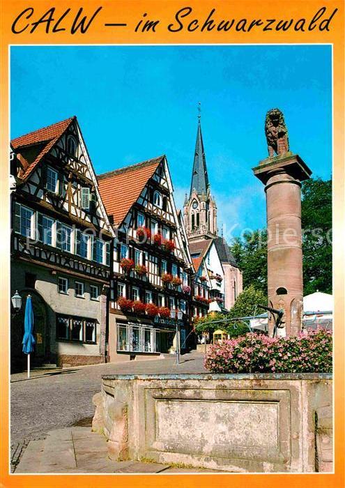 Calw Marktplatz mit Löwenbrunnen Altstadt Fa