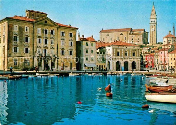 Piran Hafen Uferstrasse Kirche