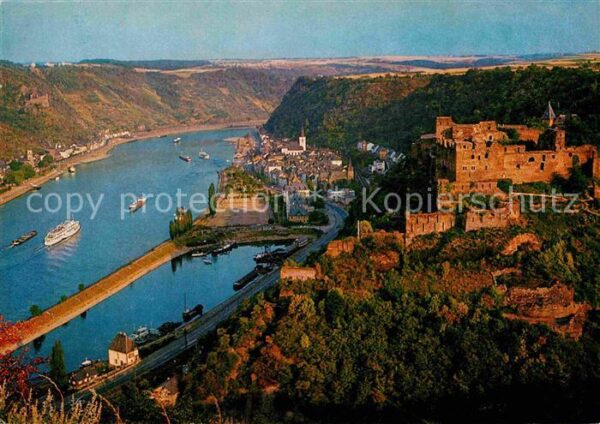 St Goar Burg Rheinfels mit St Goarshausen und B