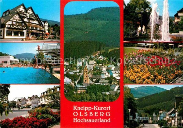 Olsberg Sauerland Fachwerkhaus Stadtblick Springbrunnen S