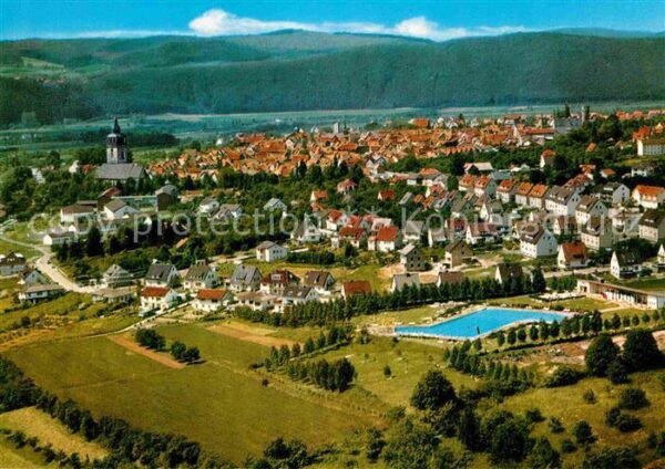 Bad Sooden-Allendorf Freibad mit Allendorf Fliegeraufnahme