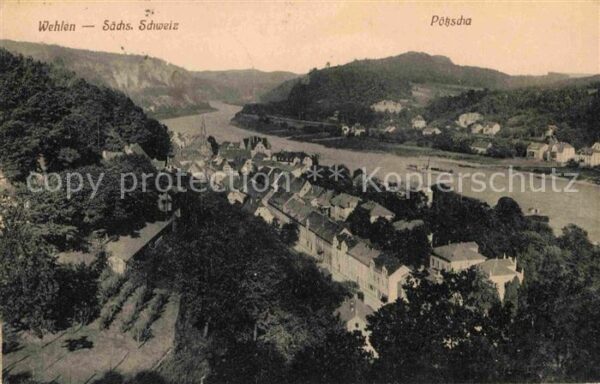 Wehlen Sachsen Panorama Elbtal mit Pötzscha